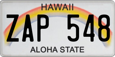 HI license plate ZAP548