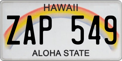HI license plate ZAP549