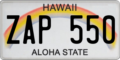 HI license plate ZAP550