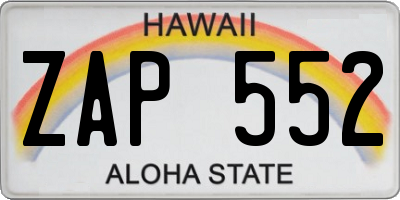 HI license plate ZAP552