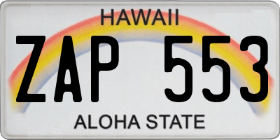 HI license plate ZAP553