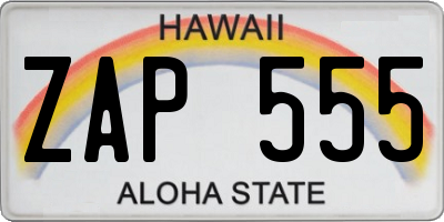 HI license plate ZAP555