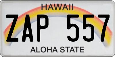HI license plate ZAP557