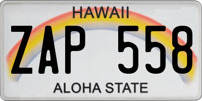 HI license plate ZAP558