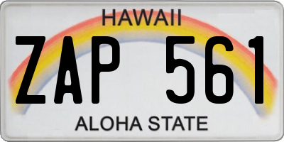 HI license plate ZAP561