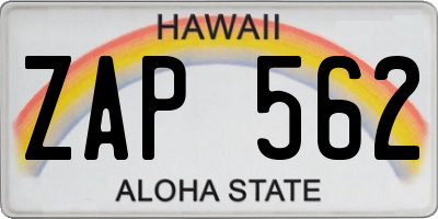 HI license plate ZAP562