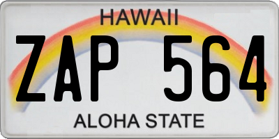 HI license plate ZAP564