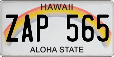 HI license plate ZAP565