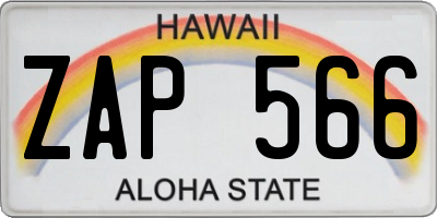 HI license plate ZAP566