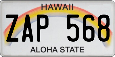 HI license plate ZAP568