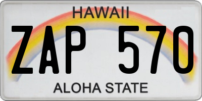 HI license plate ZAP570