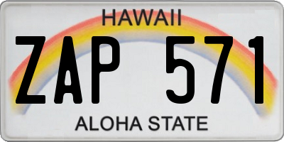 HI license plate ZAP571