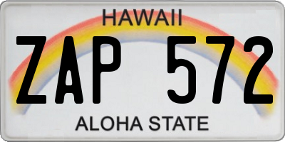 HI license plate ZAP572