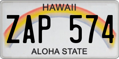 HI license plate ZAP574