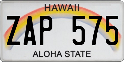 HI license plate ZAP575