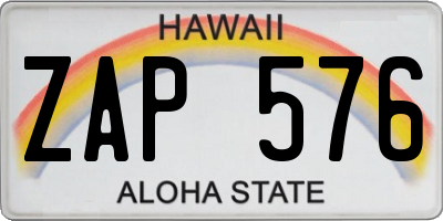 HI license plate ZAP576