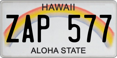 HI license plate ZAP577