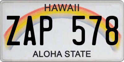 HI license plate ZAP578