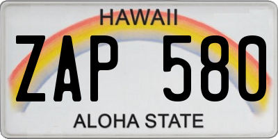 HI license plate ZAP580