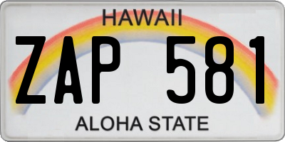 HI license plate ZAP581
