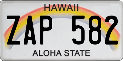 HI license plate ZAP582