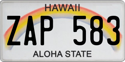 HI license plate ZAP583