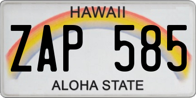 HI license plate ZAP585