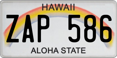 HI license plate ZAP586