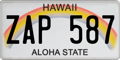 HI license plate ZAP587