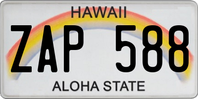 HI license plate ZAP588