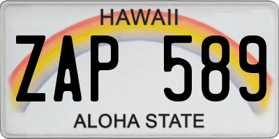 HI license plate ZAP589