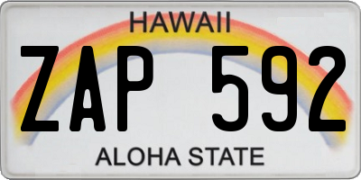 HI license plate ZAP592