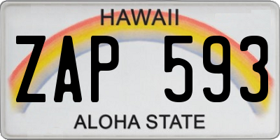 HI license plate ZAP593
