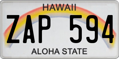 HI license plate ZAP594