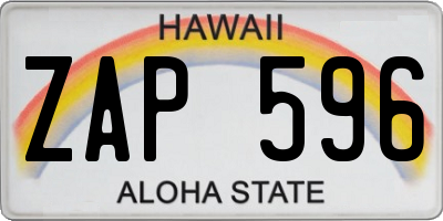 HI license plate ZAP596