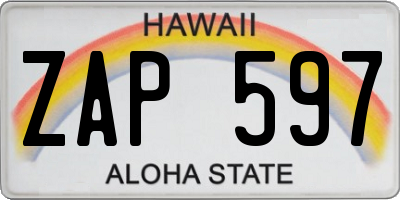 HI license plate ZAP597