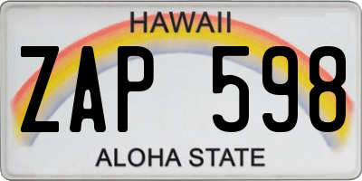HI license plate ZAP598