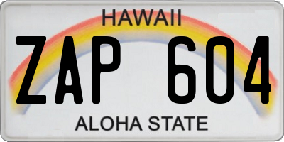 HI license plate ZAP604