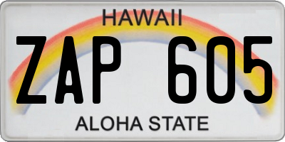 HI license plate ZAP605