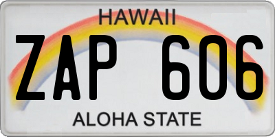 HI license plate ZAP606