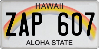 HI license plate ZAP607