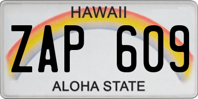 HI license plate ZAP609