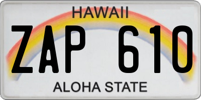 HI license plate ZAP610