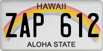 HI license plate ZAP612