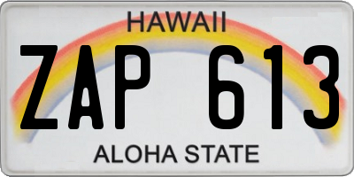 HI license plate ZAP613