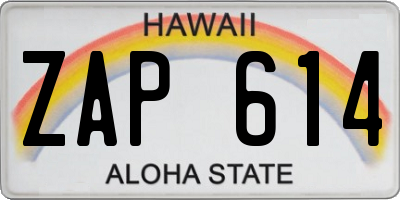 HI license plate ZAP614