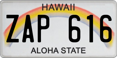 HI license plate ZAP616