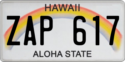 HI license plate ZAP617