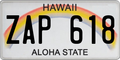 HI license plate ZAP618