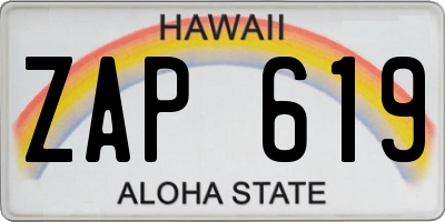HI license plate ZAP619
